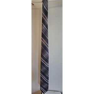 Vintage Tonino Fizenze Men's Necktie - Gray w/Pink Stripes - 55-1/2" x 3" wide
